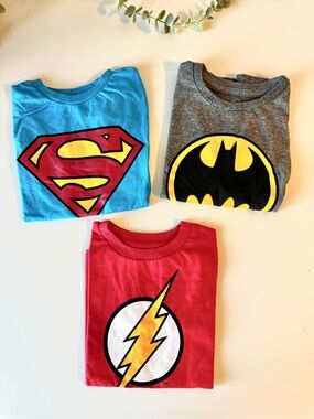 DC Justice League Boys T-Shirt Bundle Size 6 Batman Superman Flash 3 Pack